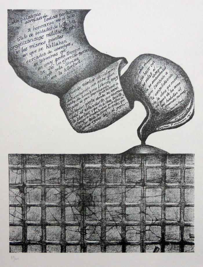 Las veredas de la Patria Chica, 1969-71. Teresa Vila (1931-2009). Grabado sobre papel. 38,5 x 29,5 cm. Nº inv. 3654. - Homenaje Teresa Vila - Las veredas de la Patria Chica - Museo Nacional de Artes Visuales